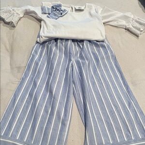Striped Blue and White girl outfit. Shirt worn once pants new with tag.